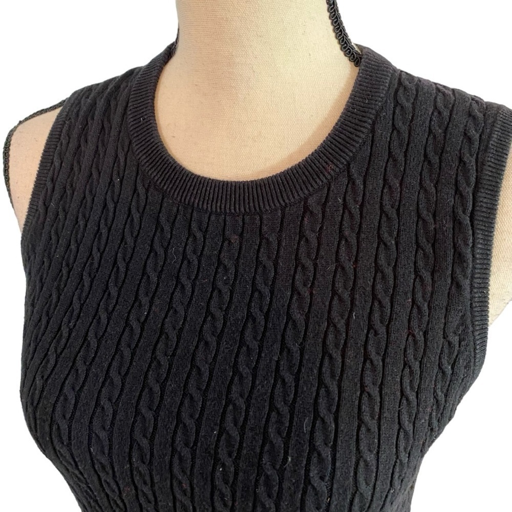 Lilly Pulitzer Black Sleeveless Crewneck Sweater Vest Size Small Cable-knit - Picture 3 of 12